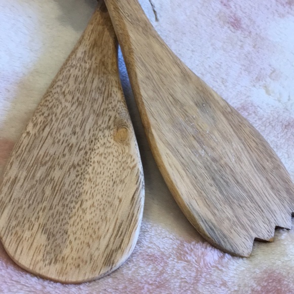 Gather Fall Thanksgiving Autumn Salad Server Set Salad Utensils, NWT Wood Enamel - Picture 4 of 16